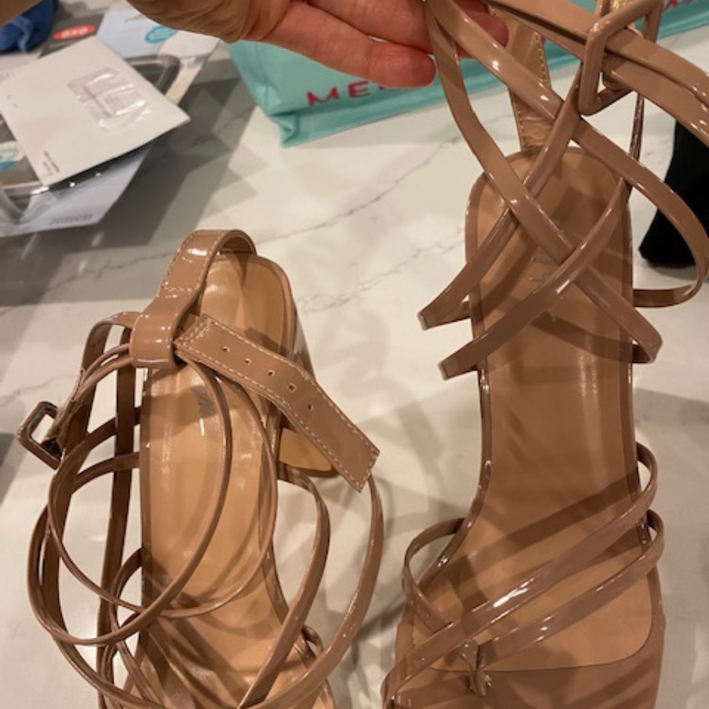 Nasty Gal Nude Patent Strappy Heels